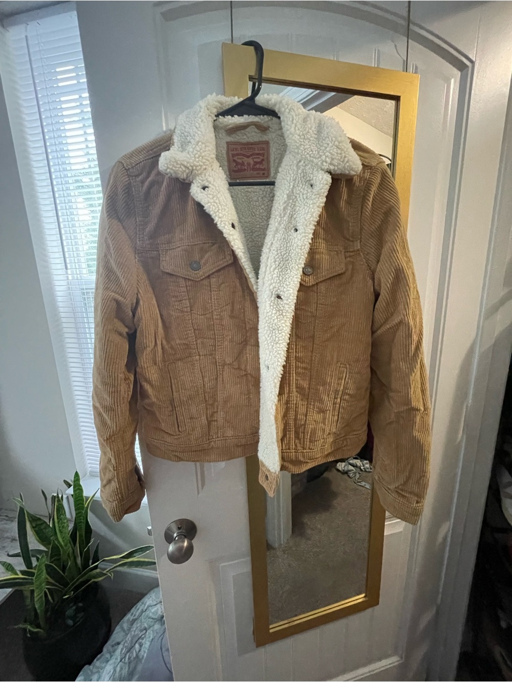 Levi's Tan Corduroy Sherpa-Lined Jean Jacket